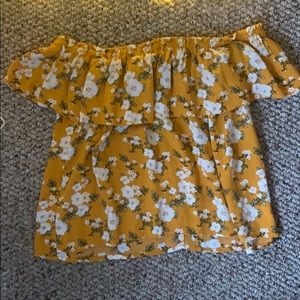 yellow floral off the shoulder top